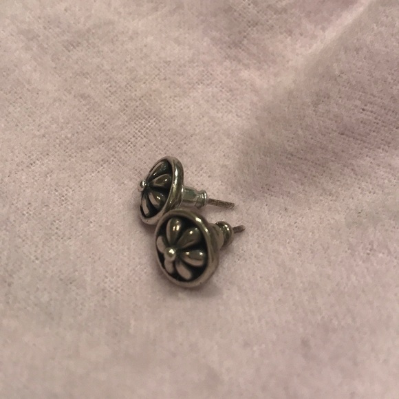 Sterling Silver Flower Post Earrings - Picture 2 of 4